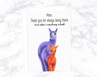 Lama Moederdag dag Card, grappige moeders dag kaart grappig, Happy Mother&#39;s Day, schattige Mothers Day Card, Card voor mam, eerst Mothers Day Card