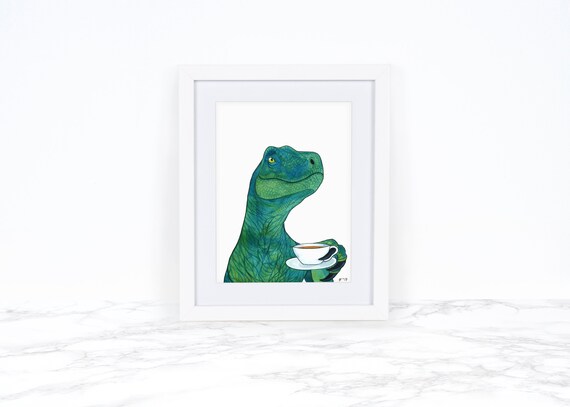 Dinosaur Art Print, Dinosaur Kitchen Art Print, Funny Kitchen Print, Whimsical Animal Art Print, Whimsical Wall Art, Kitchen Wall Art
