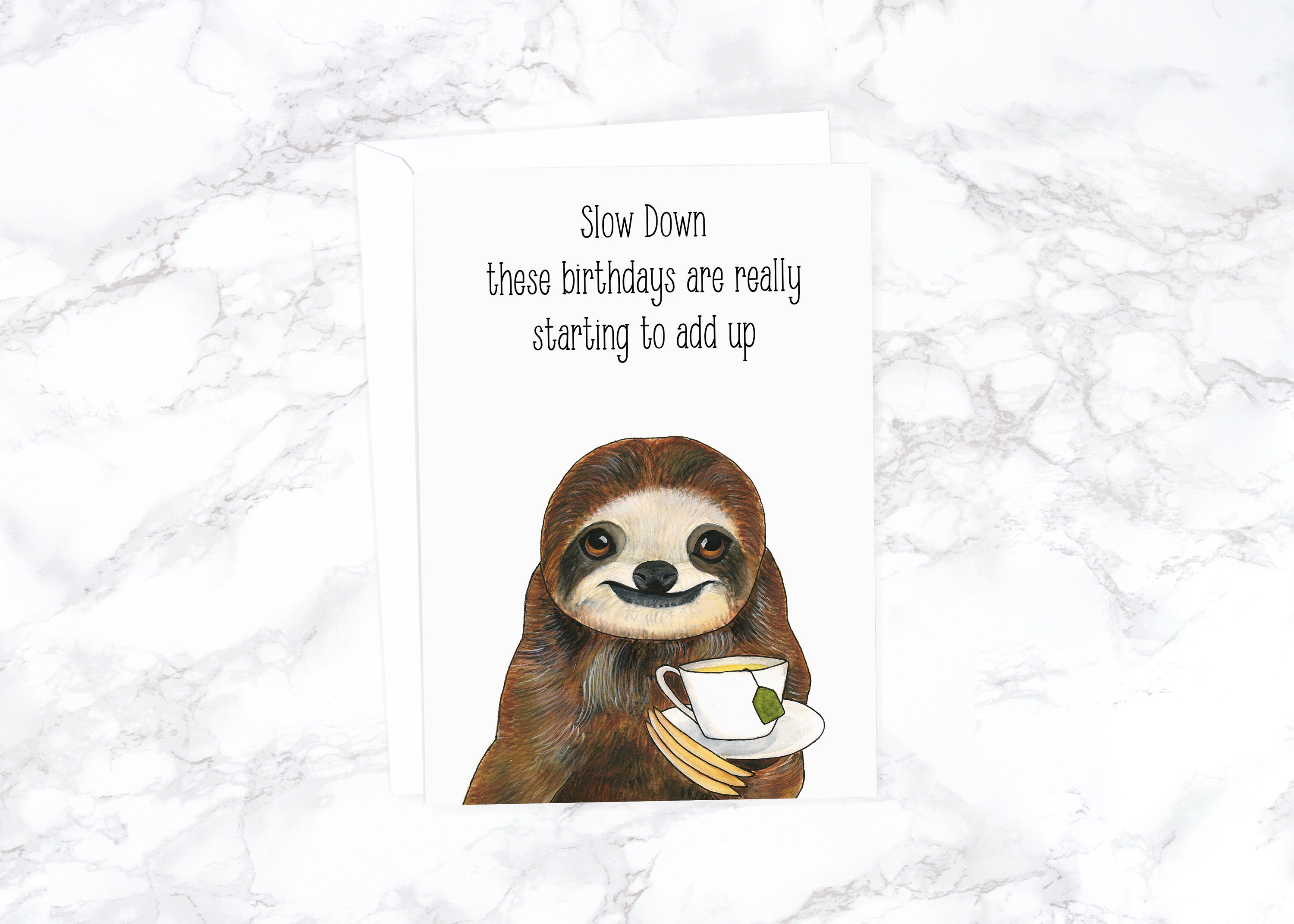 Sloth Happy Birthday Card Sloth Illustration Art Birthday