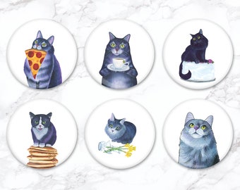 Cat Magnet Set, Cat Fridge Magnet, Funny Food Magnets, Refrigerator Magnets, Cat Lover Gift, Funny Fridge Magnets, Kitchen Decor