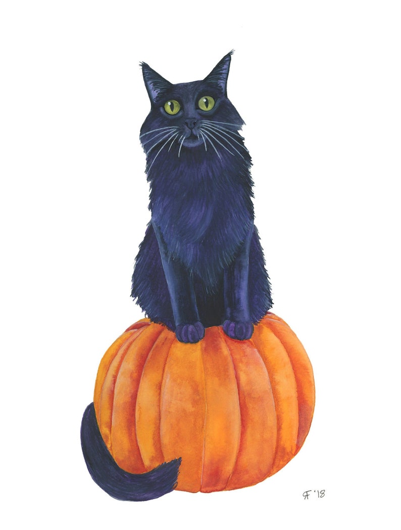 Black Cat Art Painting Orignal Watercolor Painting Original | Etsy