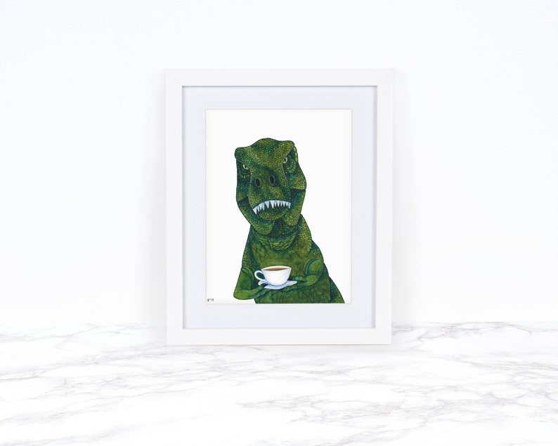 Watercolor Dinosaur Art Print Kitchen Art Print T Rex | Etsy