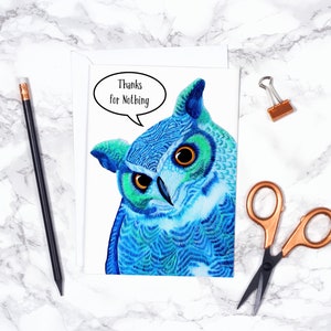 Watercolor Owl Card Funny Thank You Card Funny Thank You Card Set Best Friend Card Funny Card Thank You Card Pack