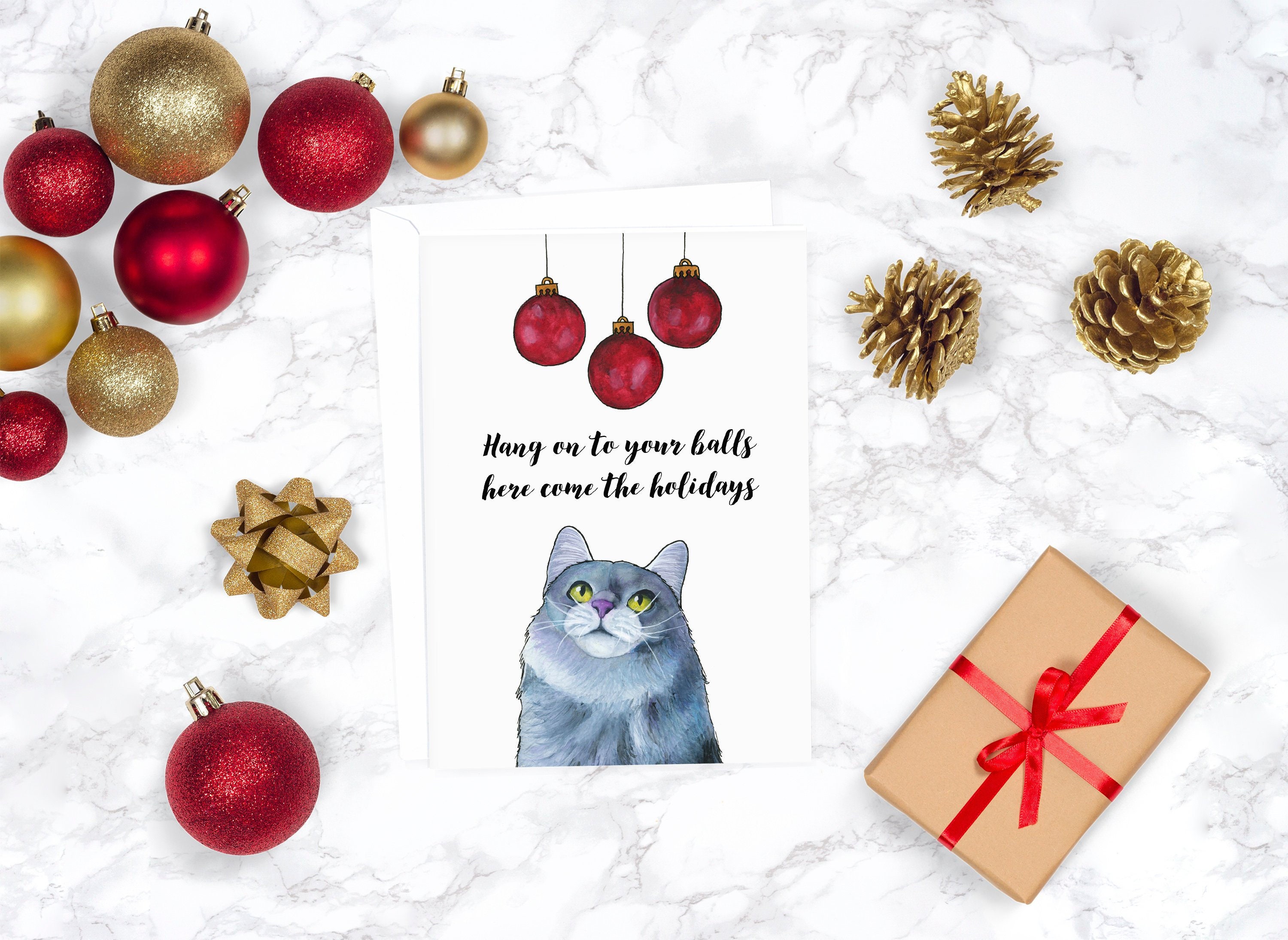 Funny Christmas Card Cat Christmas Cards Christmas Card Set Holiday ...