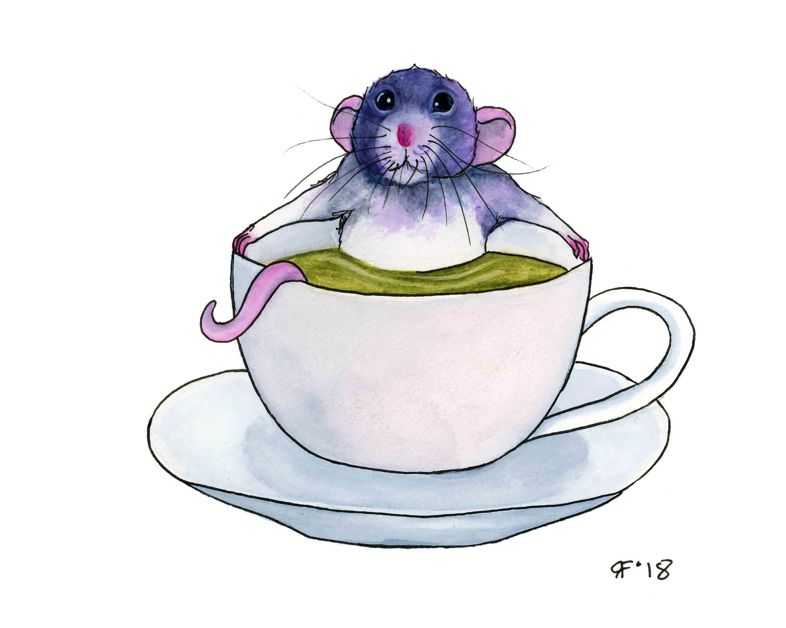 Watercolor Rat Painting Anthropomorphic Pet Rat Art Print Etsy