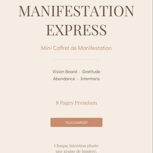 Manifestation Express | Vision Board PDF | 50 Affirmations d’Abondance | 30 Jours de Gratitude | Développement Personnel | Téléchargement In