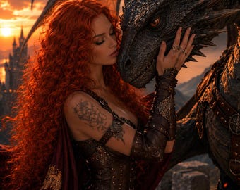 Fiametta | Copper Red Curly Fantasy Wig | Fire Fae Inspired Wig | Dragon Rider Hair | Long Auburn Curls | Enchanted Collection