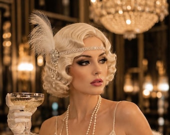 Vivienne | Vintage Platinum Finger Wave Wig | Old Hollywood Wig | 1920s Inspired Wig | Blonde Gatsby Wig | Flapper Wig | Art Deco Glamour