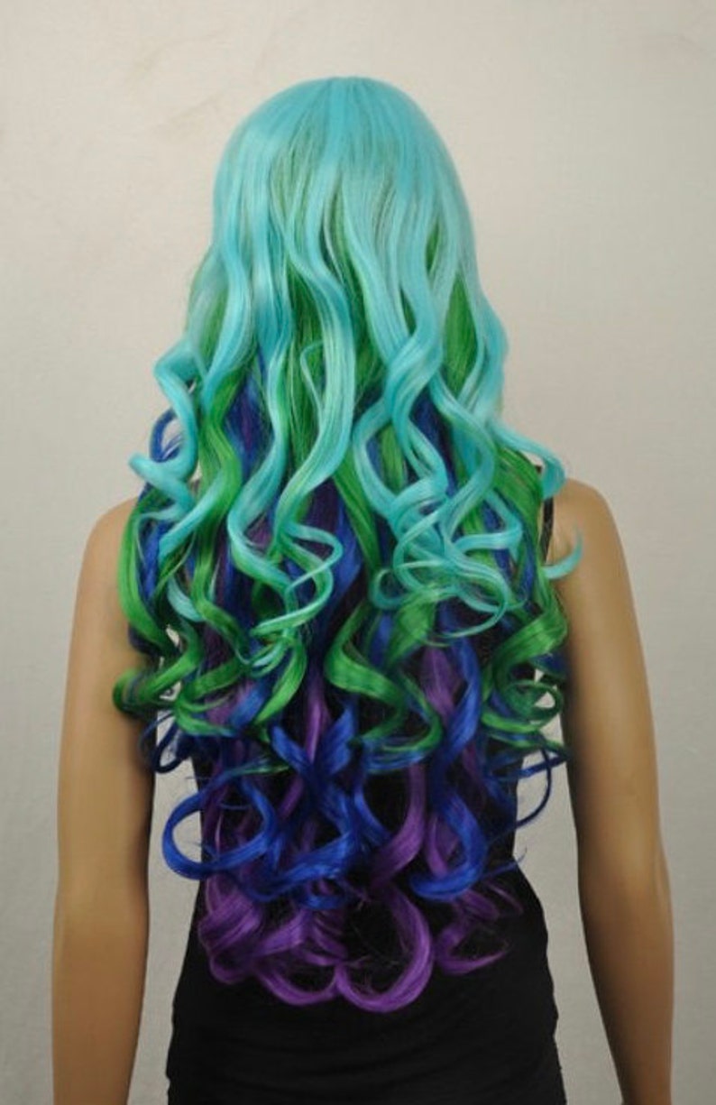 blue green wig