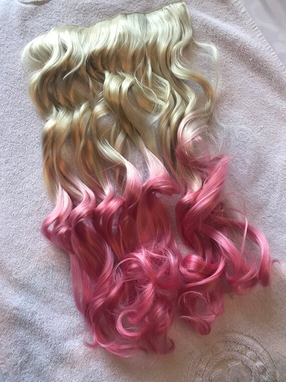 Blonde To Pink Ombre Hair Extension Etsy