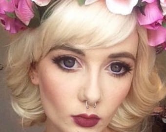 Hollywood Icon // Kurze Platinblonde Locken Perücke, Vintage Bombe Inspirierte Haare, Retro Glam Perücke, Old Hollywood Style