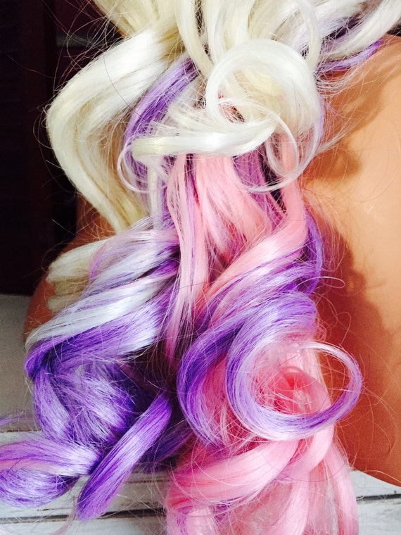 Jocelyn Platinum Blonde Pastel Purple And Pink Ombre Wig Etsy