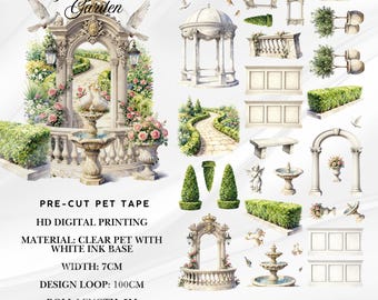 Palace Garden PET-Klebeband (vorgeschnitten) | Transparentes, vorgestanztes Dekoband | Romantisches Zubehör für Journale, Scrapbooks & Planer