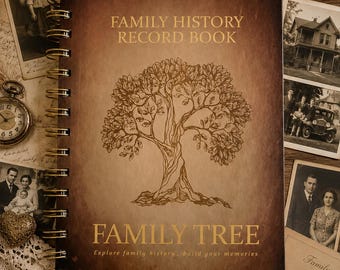 Family History Record Book | Vintage Family Tree Journal | Genealogy Keepsake Book | Heritage Memory Book | 96 Page Hardcover Family History
