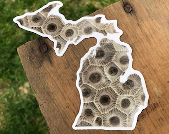 Petoskey Stone Michigan Sticker, Michigan Rocks Sticker, Great Lakes