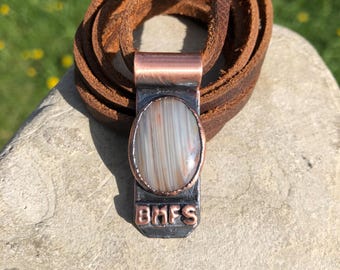 Collier en agate du lac Supérieur BMFS (ficelles Billy)