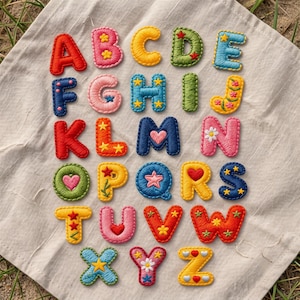 Embroidered Alphabet Letter Patches, Colorful Iron-On Appliques, DIY Clothing Decor