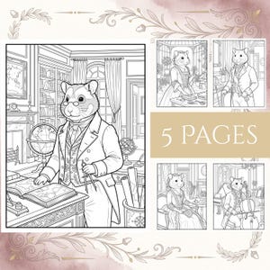 Elegante hamsters kleurplaten | 5 verfijnde hamsterscènes | Downloadbaar als PDF
