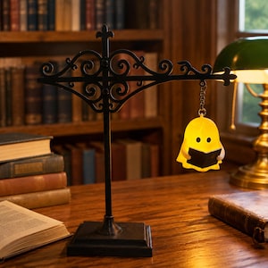 Ghost Shaped Reading Companion Light On Elegant Scrollwork Stand Novelty Desk Lamp For Students Teachers And Avid Readers Funny Gift