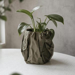 Pot en papier froissé Wabi Sabi, style Japandi, cache-pot imprimé en 3D