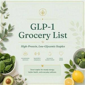 GLP-1 Vänlig Matplanerare – Proteinrik, kalorisnål veckomeny inklusive GLP-framsteg och injektionsspårningspaket