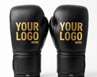 Custom Black Leather Boxing Gloves 12oz | Personalized Sparring Gear with Logo | Gloves Pair