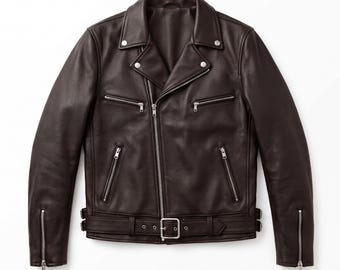 Dark Chocolate Leather Biker Jacket | Men's Urban Rider Coat | Vintage Inspired Streetwear