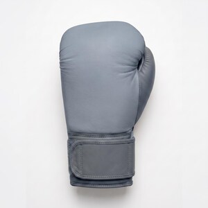 Steel Grey Minimalist Boxing Gloves | Unbranded Industrial Leather Fight Gear 10oz-16oz | Gloves Pair image 1