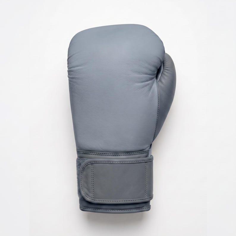 Steel Grey Minimalist Boxing Gloves | Unbranded Industrial Leather Fight Gear 10oz-16oz | Gloves Pair image 1