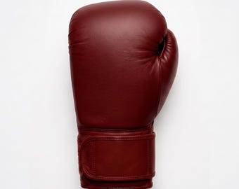 Blank Oxblood Red Leather Boxing Gloves | Vintage Sparring Gear 10oz-16oz | Gloves Pair
