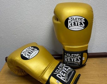 Golden Cleto Reyes Boxing Gloves – Genuine Leather Professional Training Sparring Gear