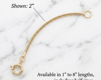 14K Solid Yellow Gold Snake Chain Extender • Soldered Links, Adjustable Length