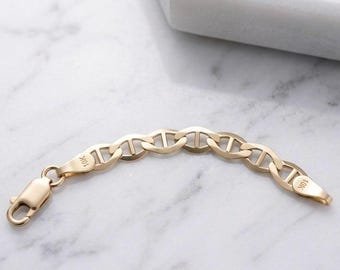 10K Solid Yellow Gold Mariner Chain Extender, 2 Inch, 4mm Anchor Link Necklace Bracelet Extension