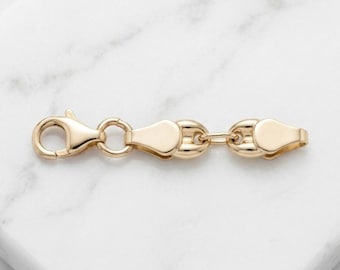 14K Yellow Gold Puffed Mariner Link Extender • 4.5mm Anchor Chain Extension 1.25"