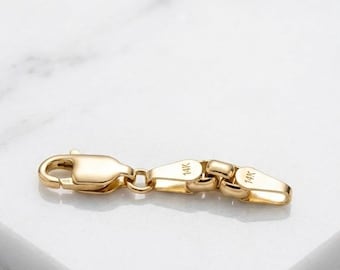 14K Gold Box Chain Extender, 3.5mm Round Necklace Bracelet Adjuster