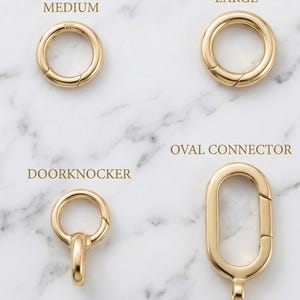 14K Solid Gold Charm Pendant Holder, Hinged Gate Connector, Oval Paperclip Clasp