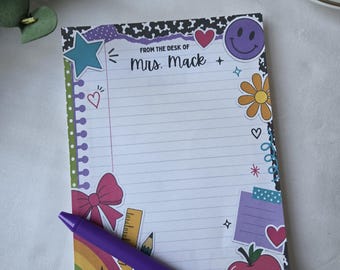 Personalized Teacher Notepad | Custom Desk Pad Stationery (5" x 7")