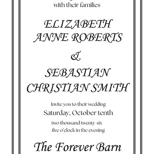 Editable Black and White Wedding Invitation Template | Simplistic |  Instant Download