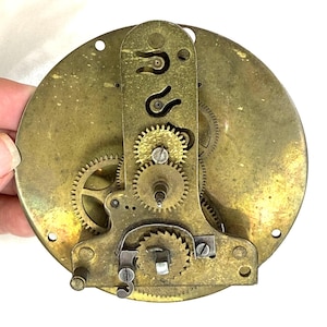 Antique Brass Clock Works , Steampunk, Clock Parts, Brass Gears, with Hallmark, Unsure if Working