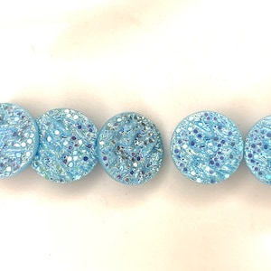 Set di 5 bottoni vintage in vetro blu brillante Aurora