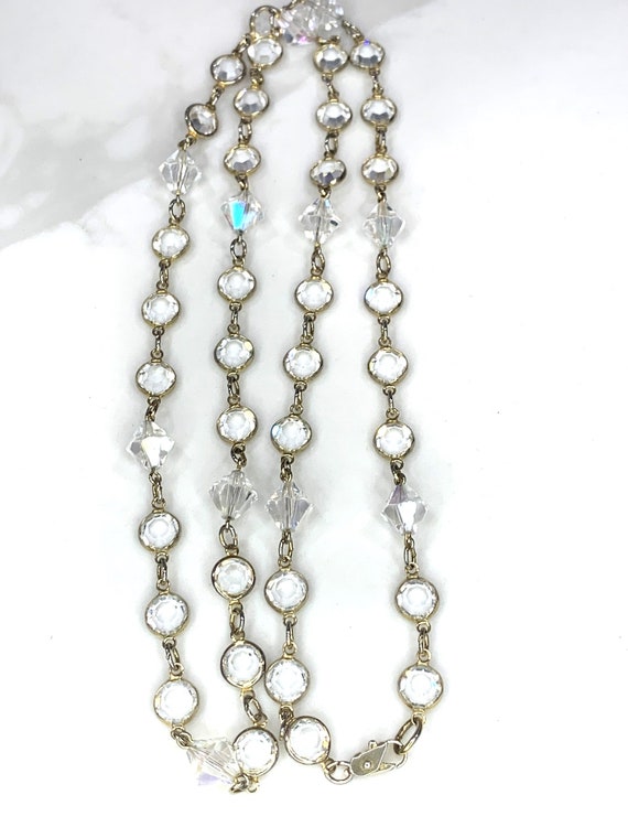 Vintage Bezel and Bicone  Crystal Necklace Set in… - image 1