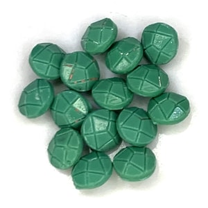 Antique/Vintage Green Glass Buttons, Diminutives, Victorian - Set of 15