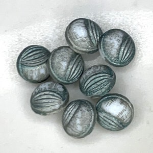 Antique/Vintage Green Glass Buttons, Diminutives, Victorian - Set of 8