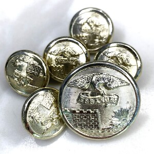 Vintage Silver Tone Army Corp of Engineers Uniform Buttons, Essayons, Made by Gaunt London