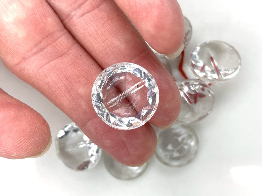 Vintage Clear Glass Round Faceted Buttons Set of 10 - Etsy