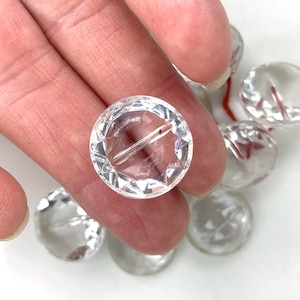 Vintage Clear Glass Round Faceted Buttons set of 10