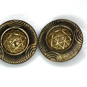 Vintage Brass Art Deco Domed Buttons, Set of 2