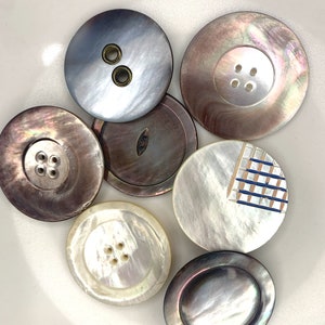 Large Mother of Pearl Vintage Buttons - Lot of 7