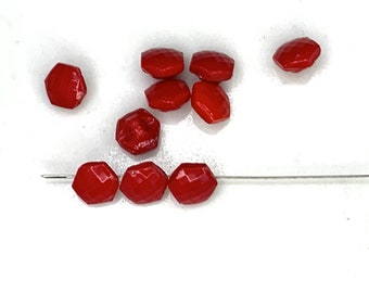 Antique/Vintage Red Glass Buttons, Diminutives, Victorian - Set of 10
