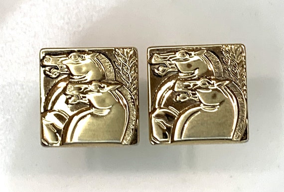 1960's Hickok USA Square Cufflinks with Horses - image 8